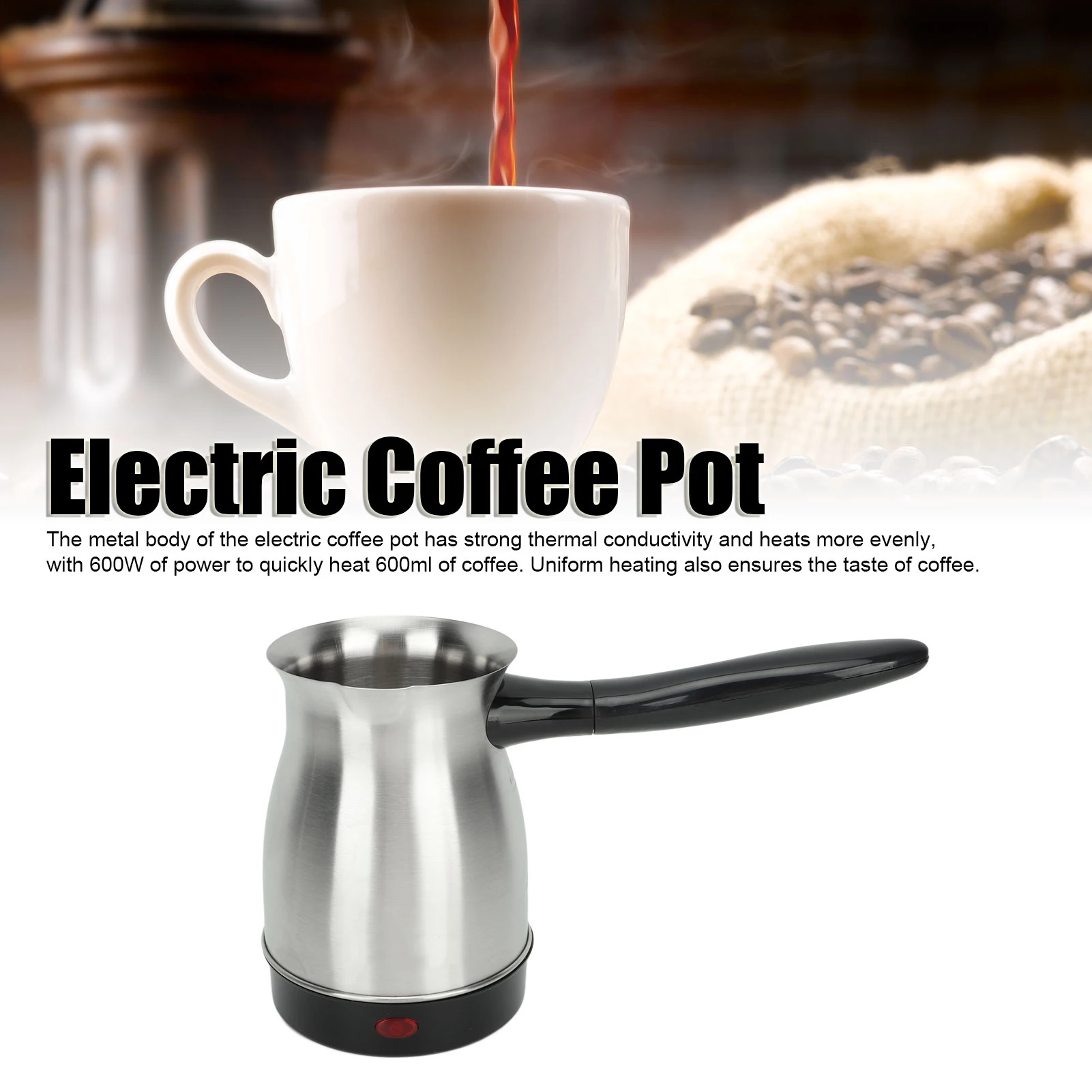 

600W Electric Coffee Kettle, EU PLUG 600ml Electric Coffee Heating Pot Stainless Steel Electric Water Kettle