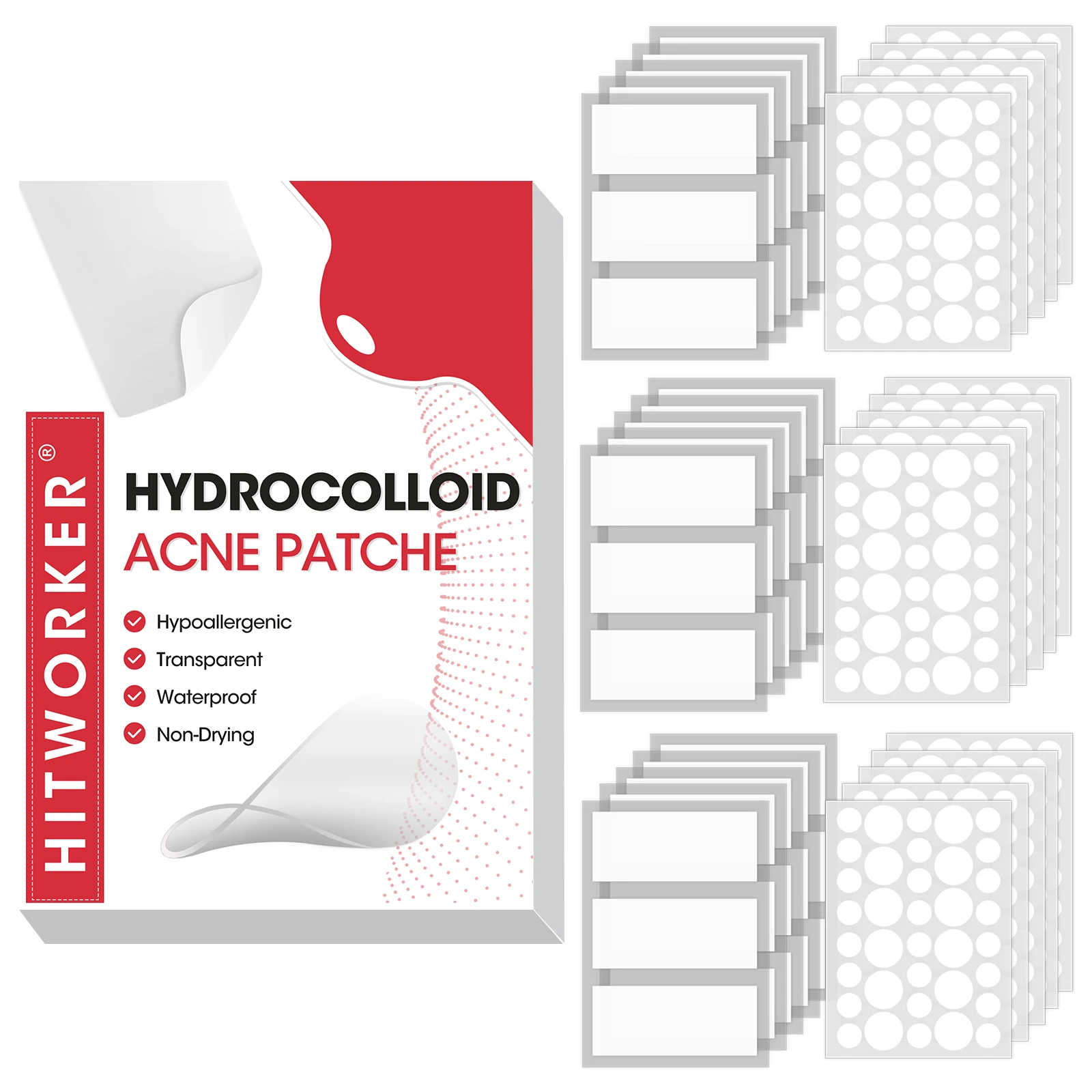 

195/390/585 шт. невидимые пластыри от прыщей, гидроколлоидные пластыри против прыщей, пятна, следы, консилер, ремонтная наклейка Waterpr