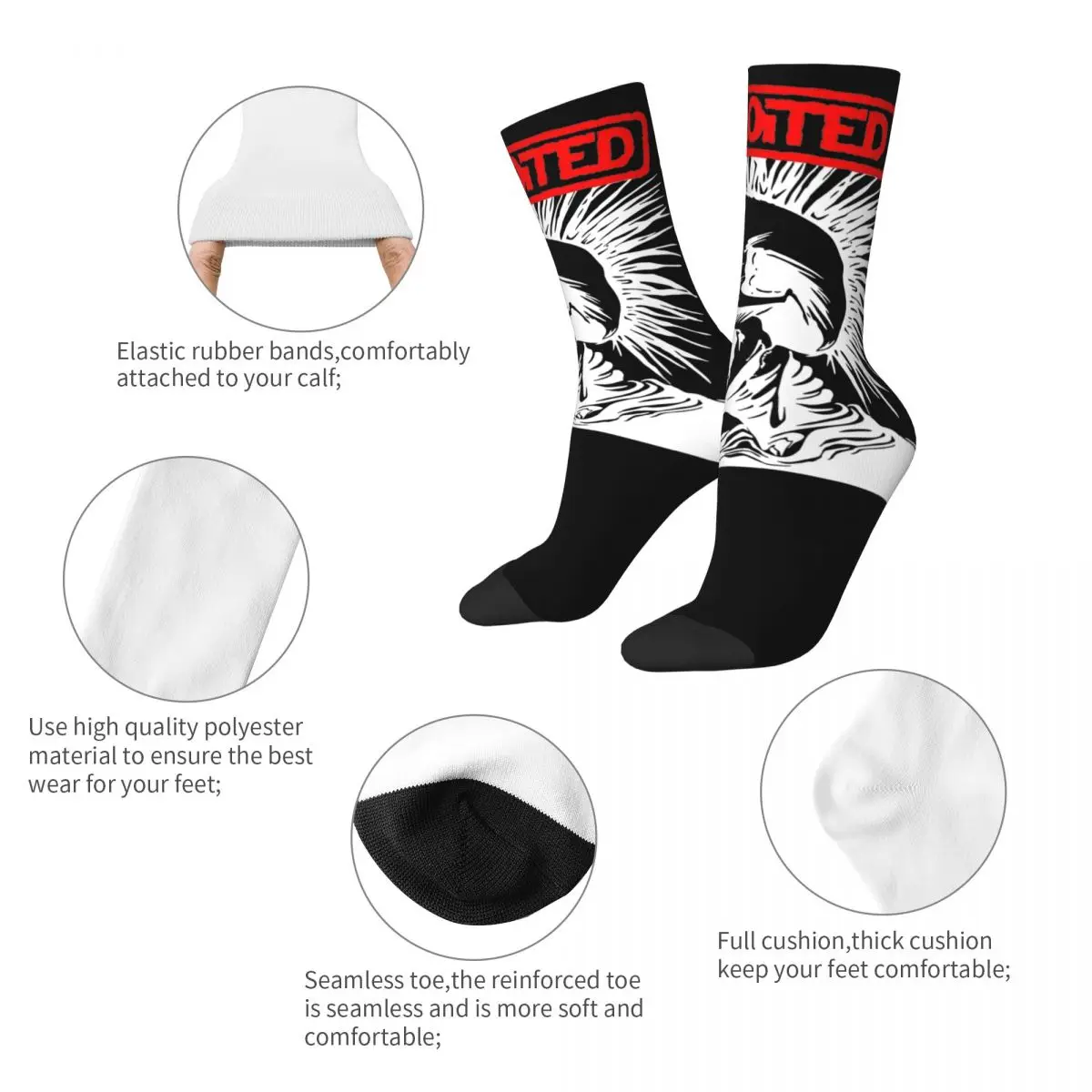 Men Women Top The Exploited Rock Punk Music Band Socks Super Soft Fashion Socks Hip Hop Accessories Middle Tube Crew Socks