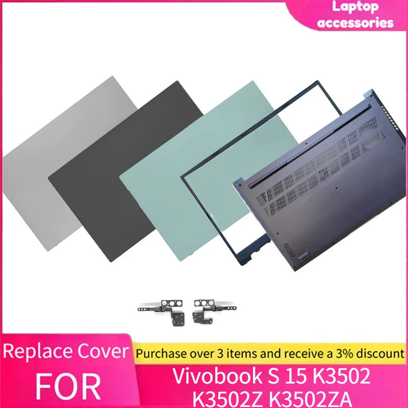 NEW Laptops Case For ASUS Vivobook S 15 K3502 K3502Z K3502ZA Laptop Screen LCD Back Cover Top Case Front Bezel Hinges