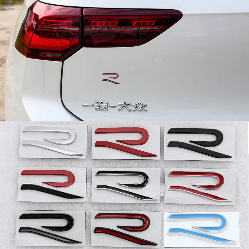 New R Emblem Car Body Tail Trunk Sticker Accessories For Volkswagen VW GTI Rline Polo Golf MK8 Touareg Passat Magotan Tiguan CC