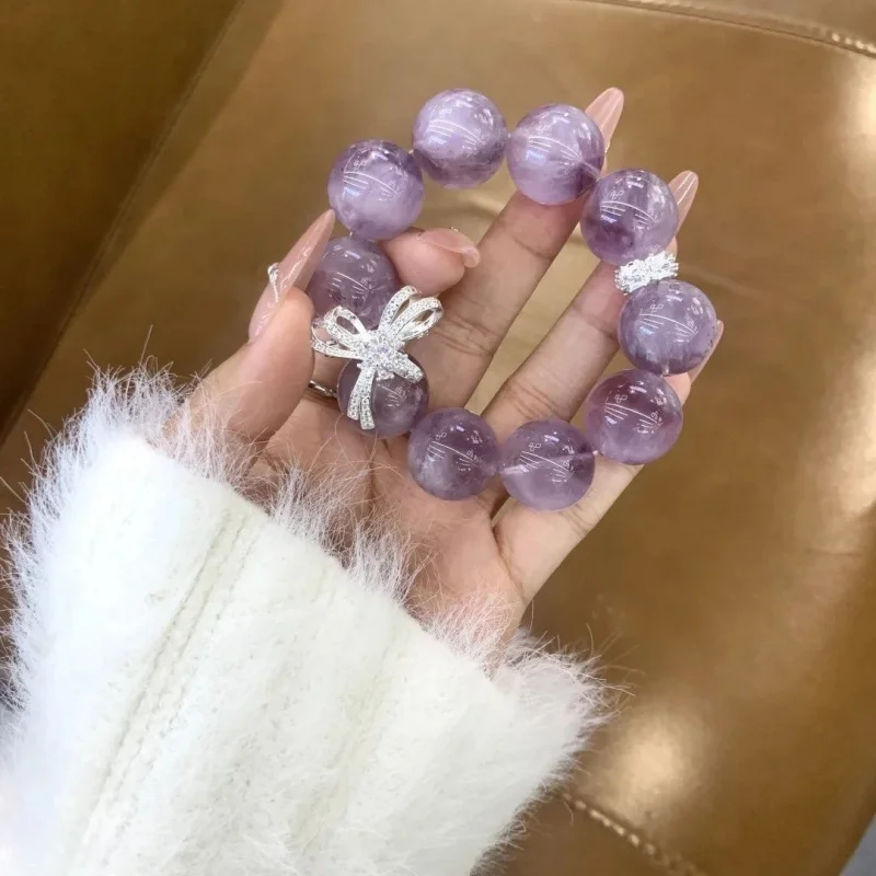 

Lavender Amethyst Bracelet With Inlaid Accessories And Spacer Beads