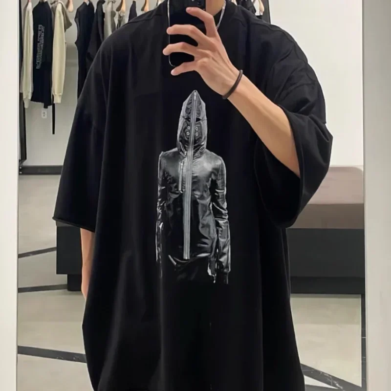 Rick Black Men's T-shirts 25ss Summer New In Hot Sale Owens Oversized T-shirt  Y2k Streetwear Dark Graphic Style Top Women