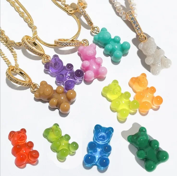 

Fashionable and Simple Multi-color Bear Necklace Pendant Stainless Steel Water Proof No Fading Pendants Accessories