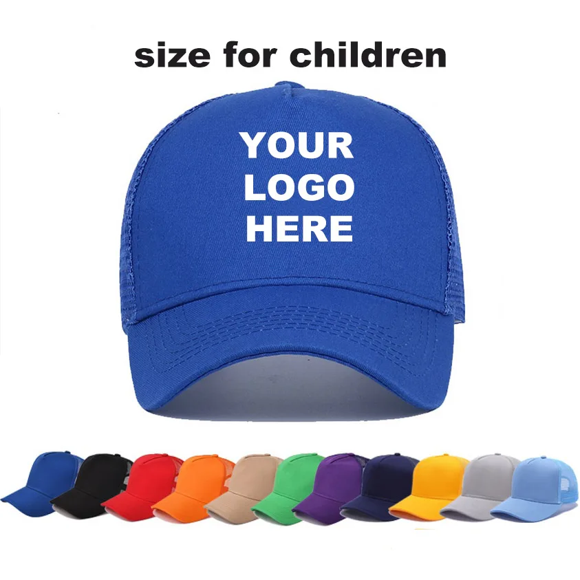 Children Cotton Trucker Hat For girls Boy Custom Logo Summer Breathable Mesh Baseball Cap kids Child Sunscreen Sun Hats