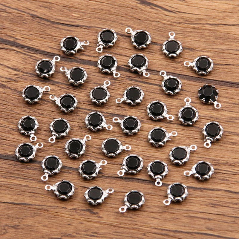 10Pcs 7X9mm 8 Color New Product Stainless Steel Round Flower Charms Pendant DIY Bracelet Necklace For Jewelry Making Accessories