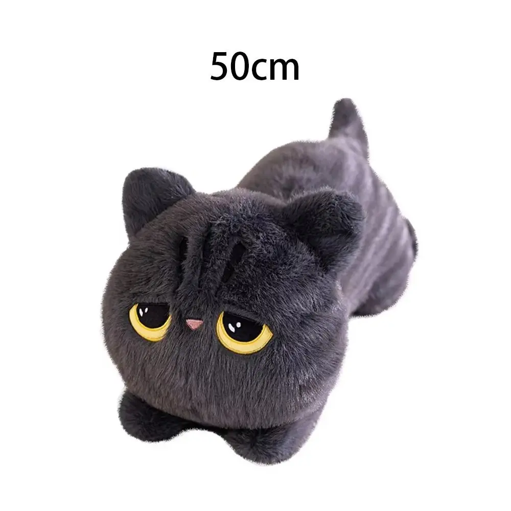Novo 50cm longo deitado gato boneca grande dos desenhos animados gato preto brinquedo pelúcia bonecas macio fofinho travesseiro almofada