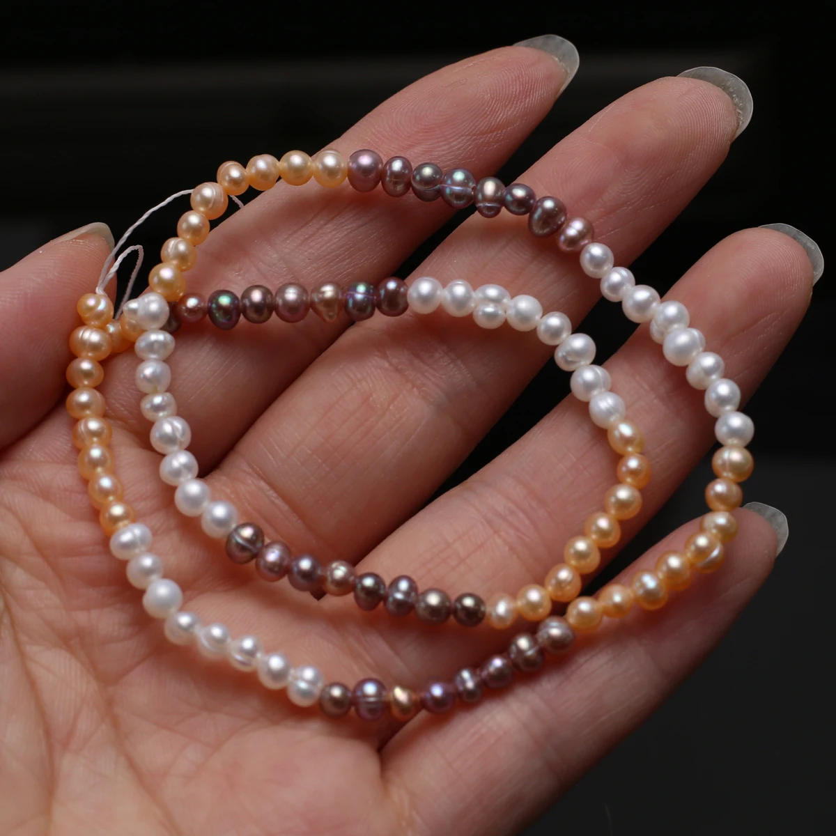

Natural Freshwater Pearl 3-4mm 4A Small Round White-orange-purple Loose Bead Jewelry Make DIY Necklace Bracelet Women Gift Women