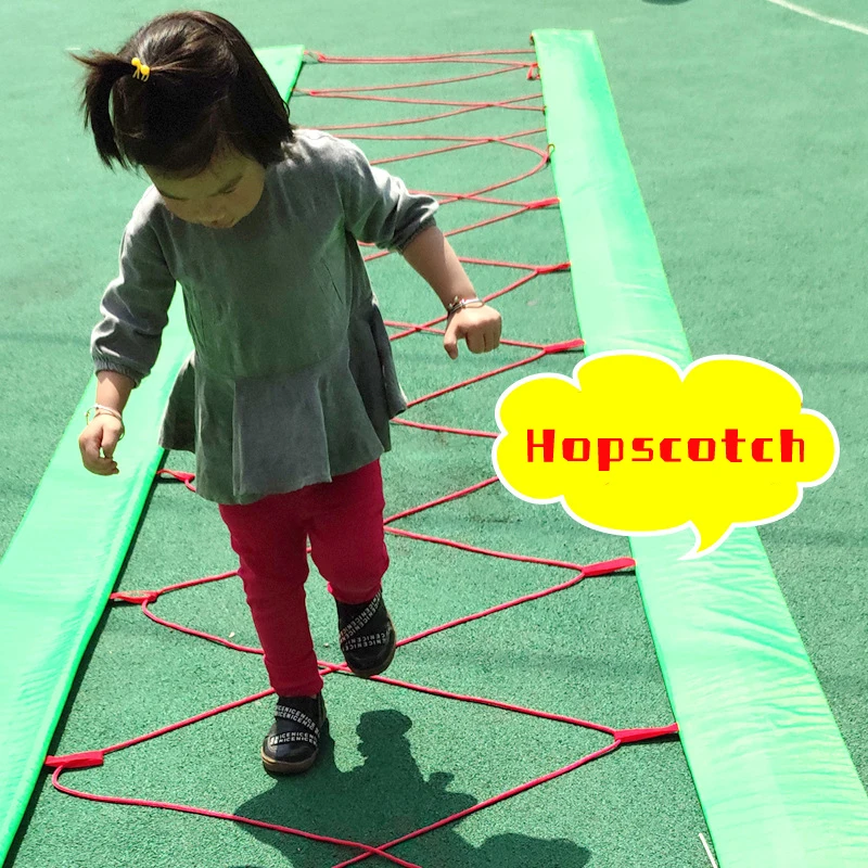 Kindergarten Kids Child Hopscotch Crossing Net Crawl Outdoor Games Mat Pad Sensory Toys Safety Running Training Team Fun Sports