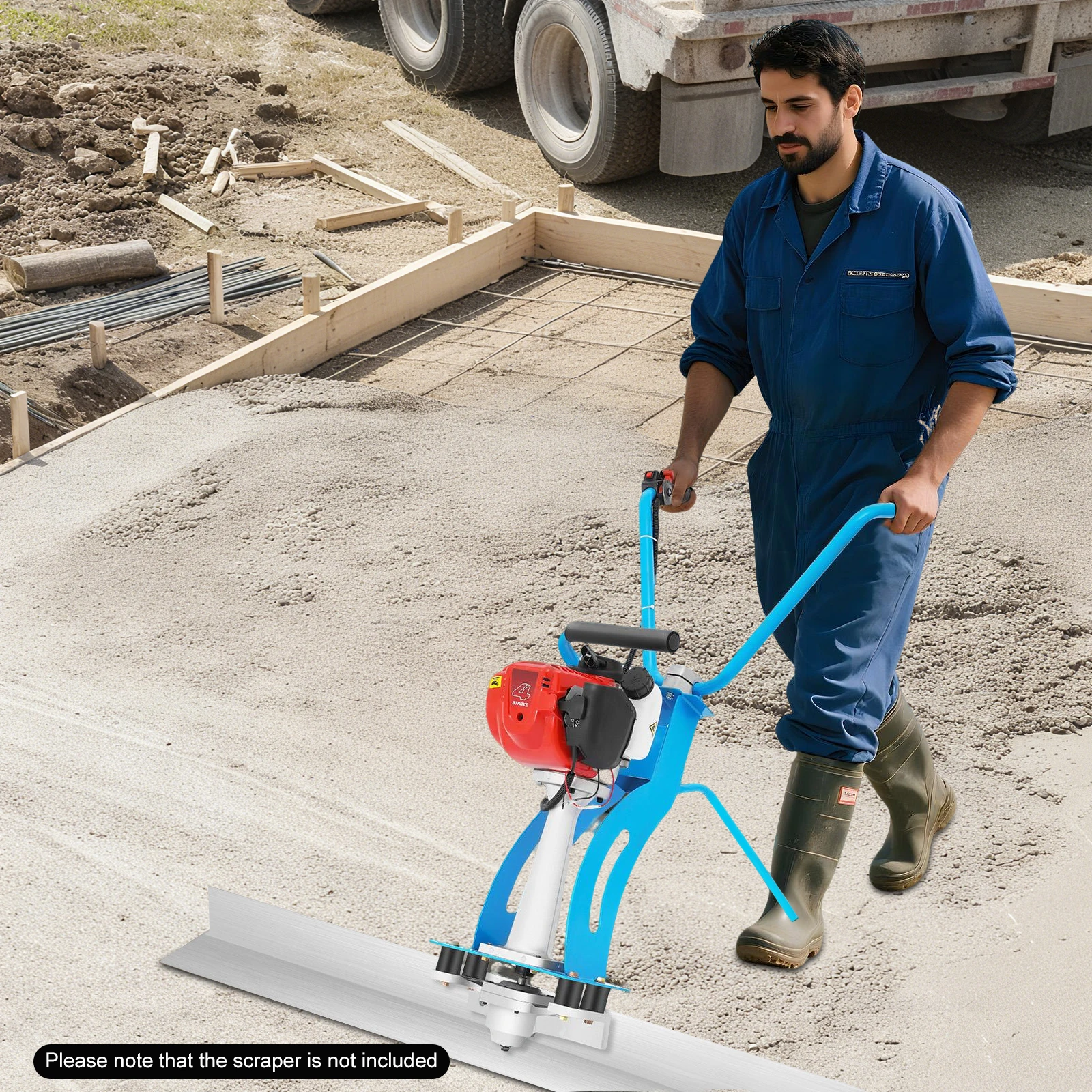 

Виброрейка для бетона 4-тактная, с воздушным охлаждением, стальной корпус с линейкой, виброрейка для укладки бетона для строительства домов