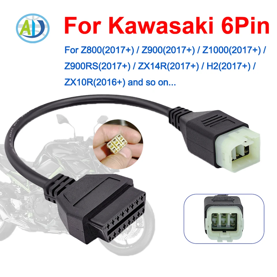 Kawasaki 6 ピン OBD 診断ケーブル Z900RS、Z800、Z900、Z1000、ZX10R