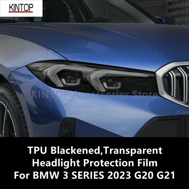 

For BMW 3 SERIES 2023 G20 G21 TPU Blackened,Transparent Headlight Protective Film, Headlight Protection,Film Modification