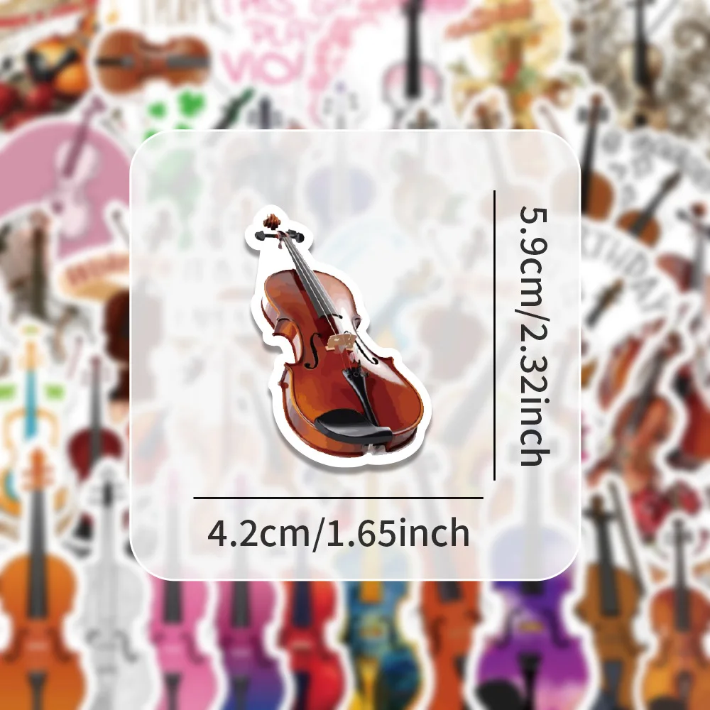 10/30/50PCS Strumento a corde Violino Cartoon Adesivi creativi Doodle Decalcomania impermeabile Giocattolo per bambini per Scooter Casco Scrapbook