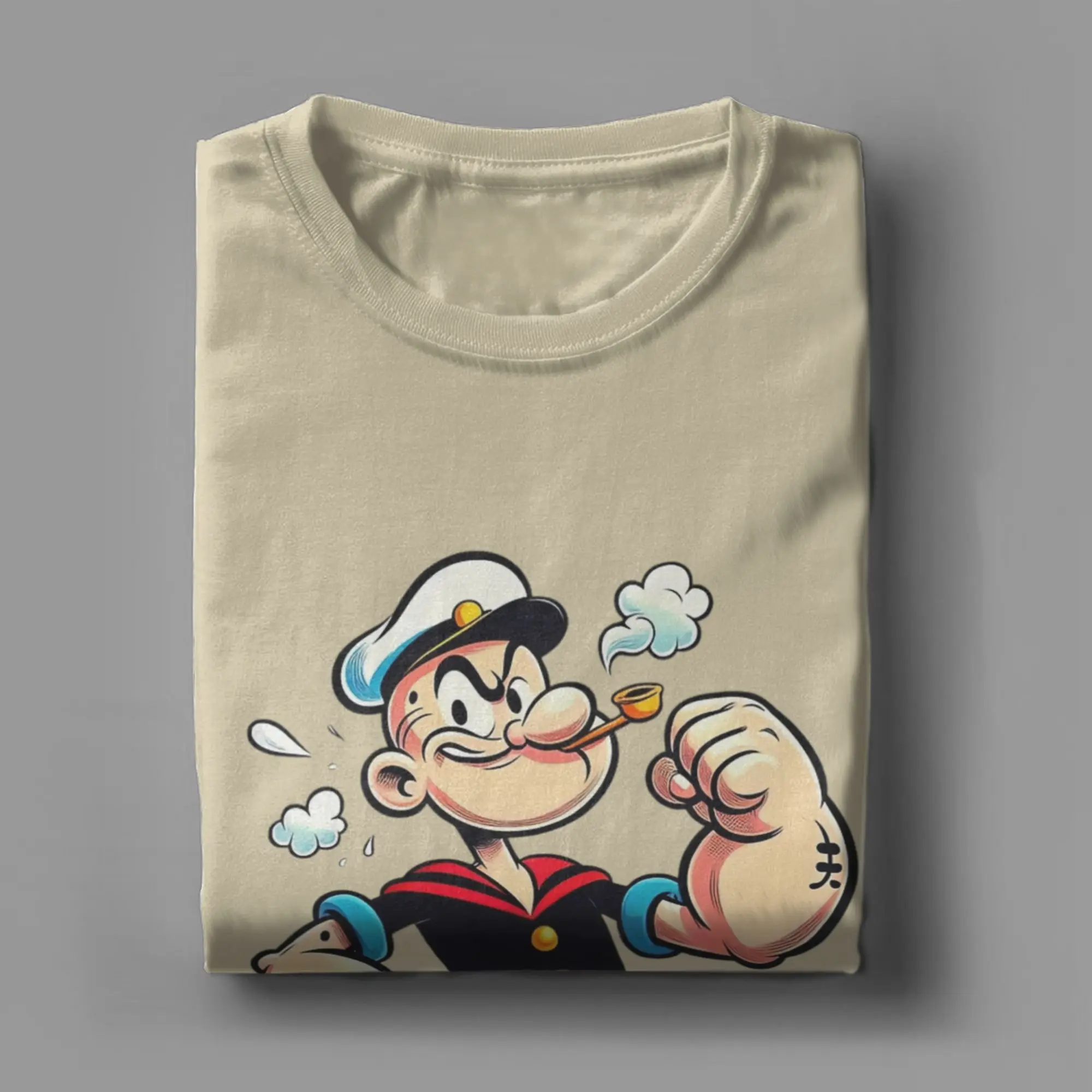 عادية Popeyed بحار ريترو الكرتون تي شيرت الرجال Crewneck 100% القطن تي شيرت قصير الأكمام تي شيرت الصيف الملابس
