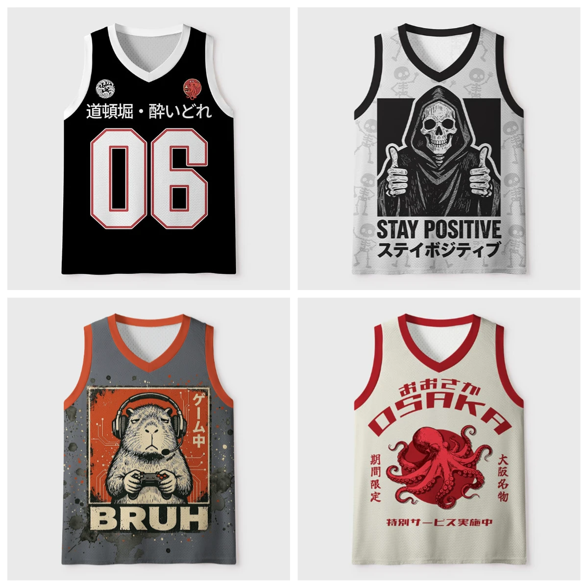 2026 new V-neck mesh basketball sports vest, Japanese ukiyo-e animal print sleeveless fitness muscle breathable sports jersey