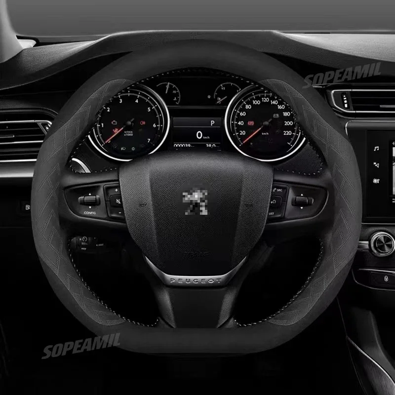 

Antislip Microfiber leather car suede steering wheel cover for Peugeot GT 208 301 307 308 406 408 508 2008 3008 4008 5008 RCZ