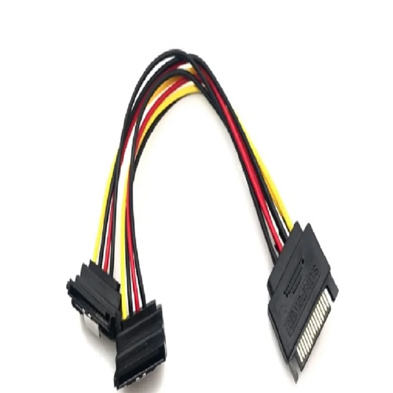 SATA 15Pin Power Cable Splitter 1 Male to 2 Female Plug Extend Wire Adapter with Lock Buckle Sata Power Supply Cord PC SSD Line