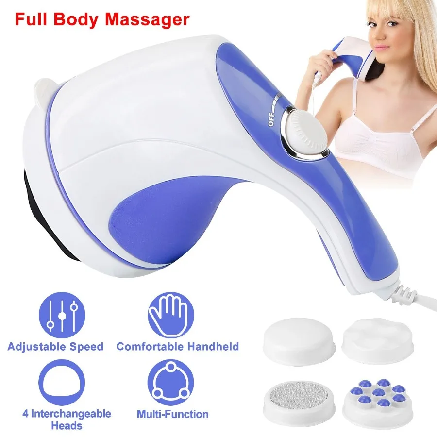 

Electric Handheld Body Massager Full Body Vibrating Massager w 4 Interchangeable Massager