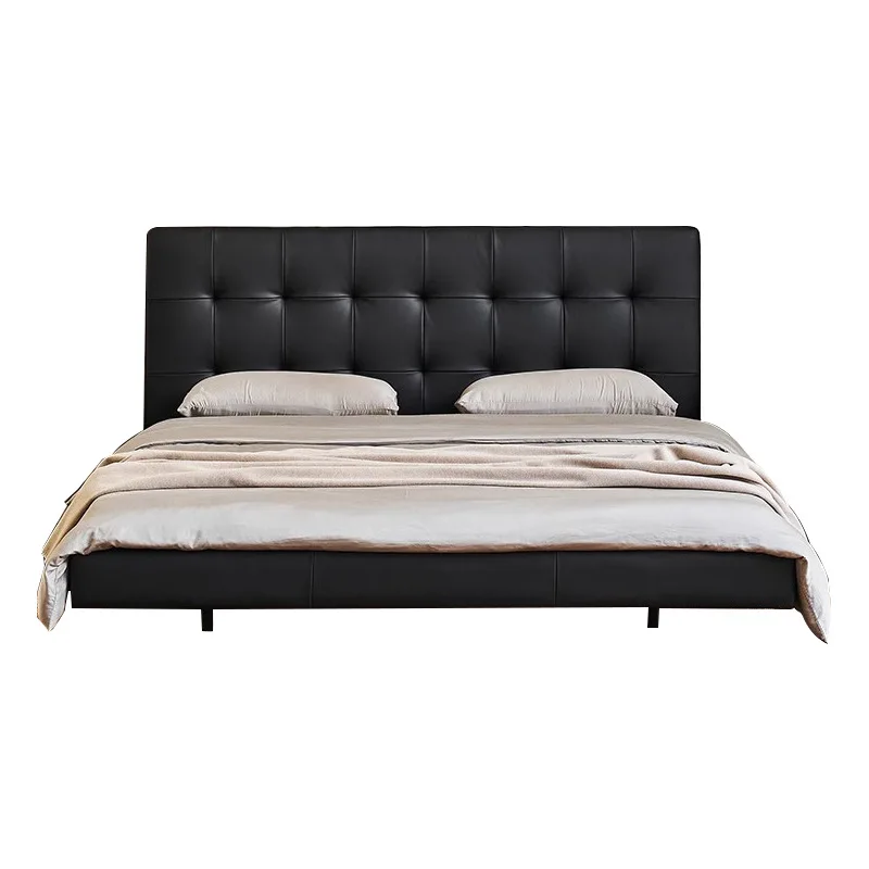 

Italian minimalist leather bed, light luxury and simple, master bedroom villa wedding bed