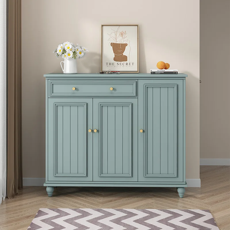 

American pure solid wood rural shoe cabinet household multi-functional door integrated against the wall large-capacity living ro