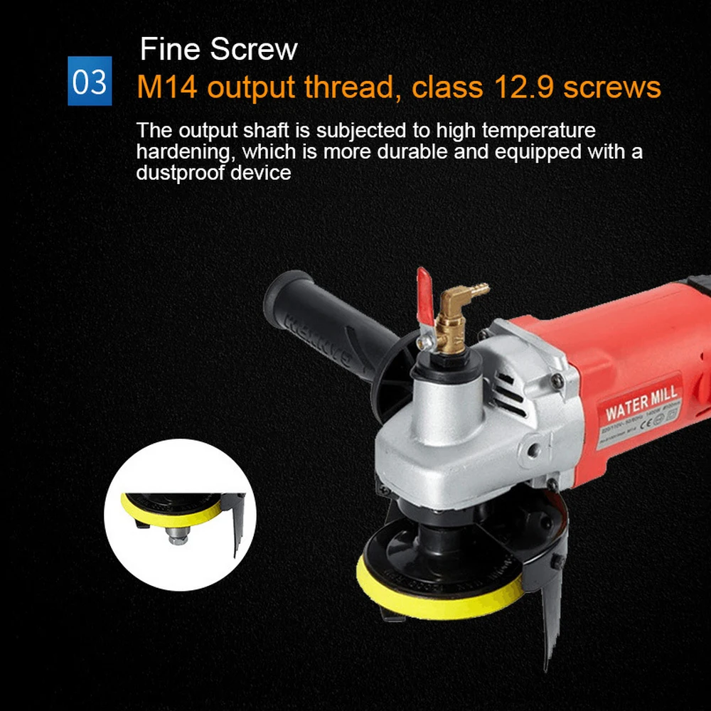 Imagem -05 - Máquina Polidor de Pedra Concreto Mármore Granito Moagem Polimento Polisher Moinho Água Ângulo Moedor Ferramentas Elétricas 1400w