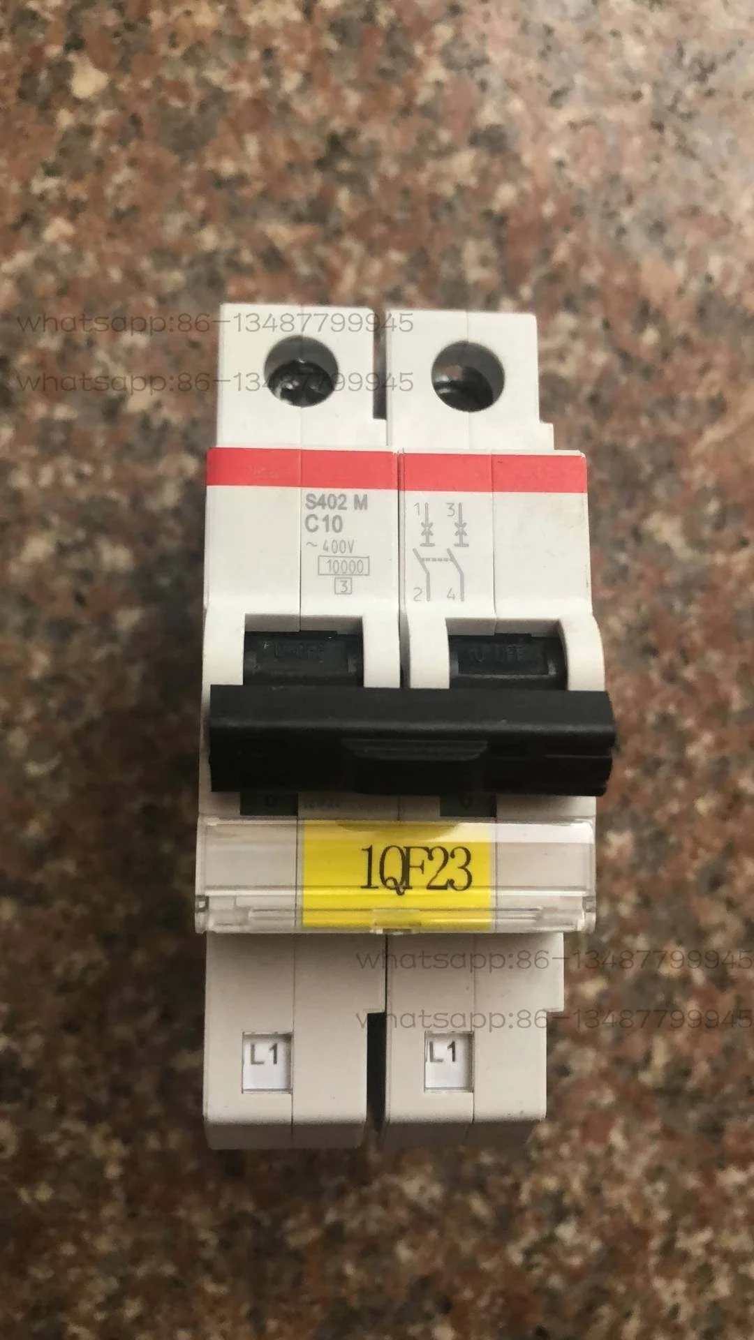 S402M-C10 Miniature Circuit Breaker, 2P 10A C Curve DIN Rail Mount Air Switch