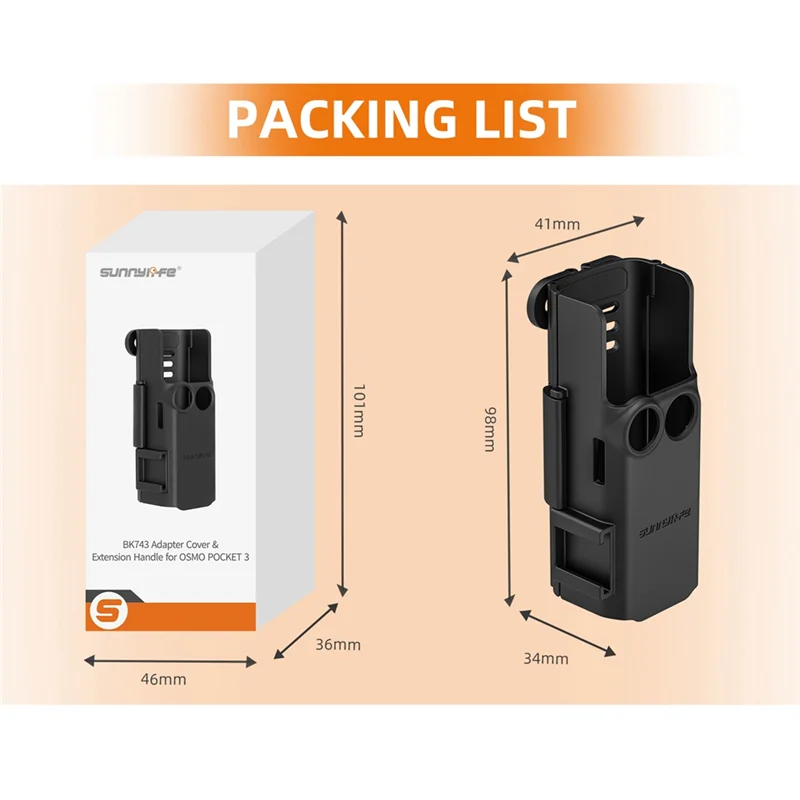 AC57-SUNNYLIFE For Pocket 3 Expansion Adapter Protective Bezel Extension Handle Cold Shoe Adapter Bracket Accessory