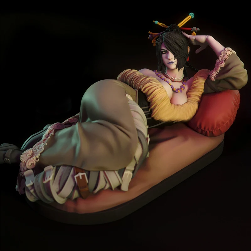 Figurine en résine à l'échelle 1/24, figurine complète de fille couchée sur son côté, deux versions, Kit de modèle à assembler, Statue 3D non assemblée et non peinte