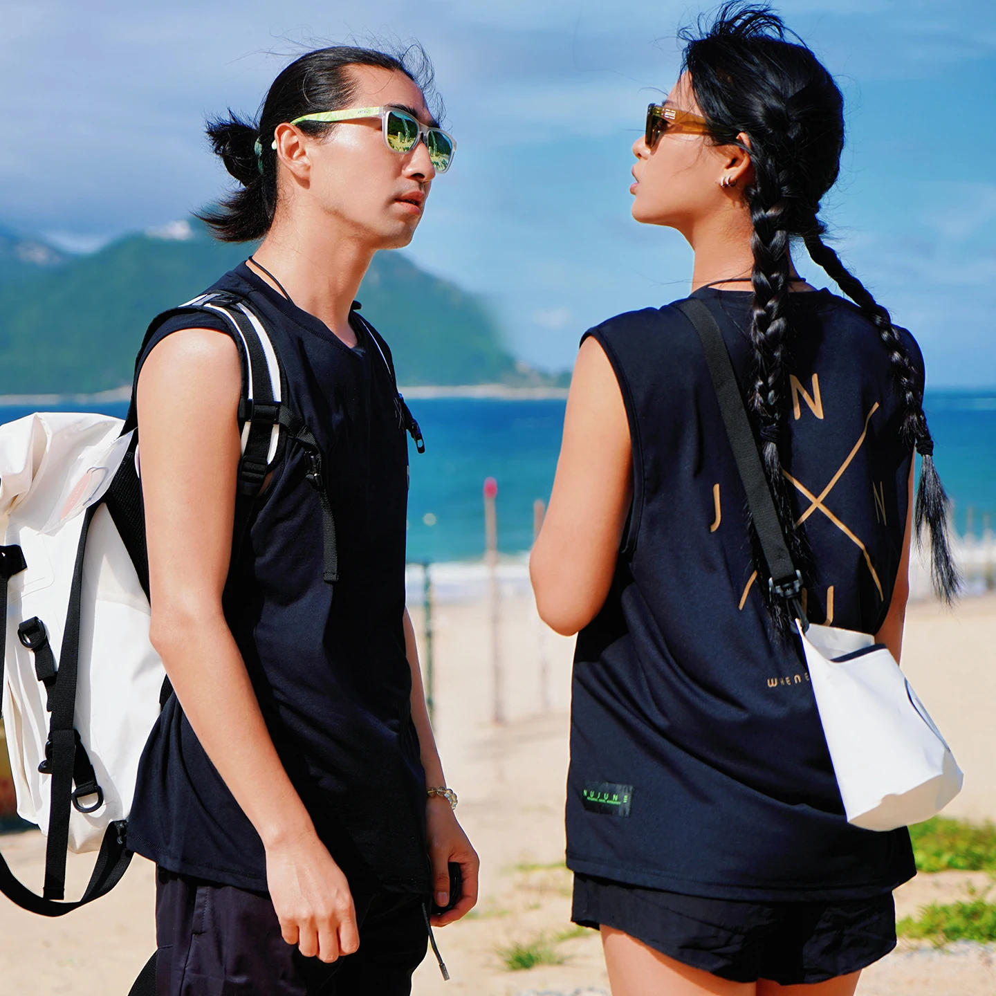 Nu-June Running Vest Unisex Undershirt Printed Training Fitness Tank Top Breathable Sweat Wicking Sleeveless Gym Vest Beach Top