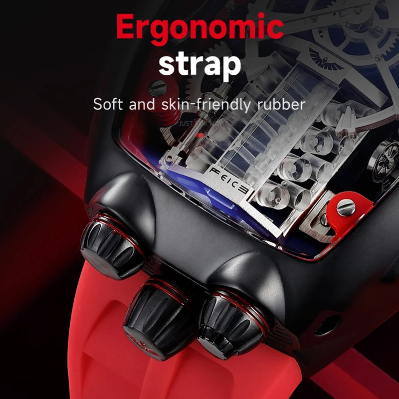 Nowy męski zegarek mechaniczny Feice, supercar, modny, ażurowy, w pełni automatyczny, podświetlany, wodoodporny FM666