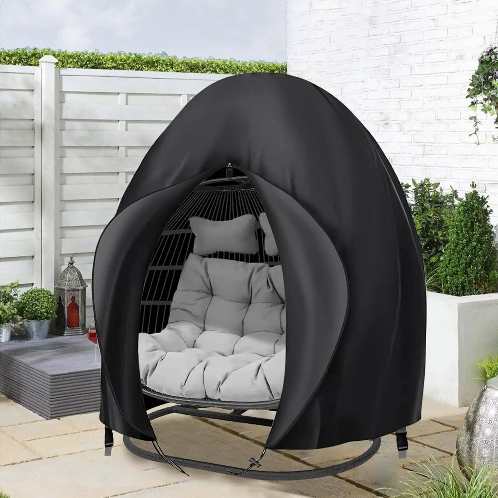 Patio Hanging Egg Chair Cover Waterproof 210D Heavy Duty Windproof Single/Double Swing Seat Chair Slipcover Garden Dust Protect