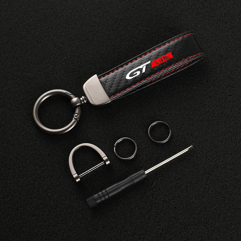 Leather Carbon Fiber Car Rings Keychain Zinc Alloy Keyrings For Peugeot gt gti gtline 508 5008 3008 208 2008 308 car