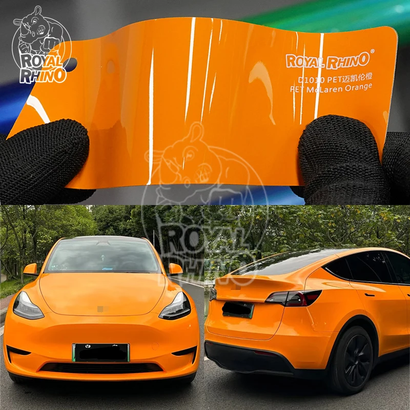 Gloss Orange Original paint PET Backing Car Vinyl Wrap Film Air Bubble Free Vehicle Body Wrapping Decals 1.52m x 18m