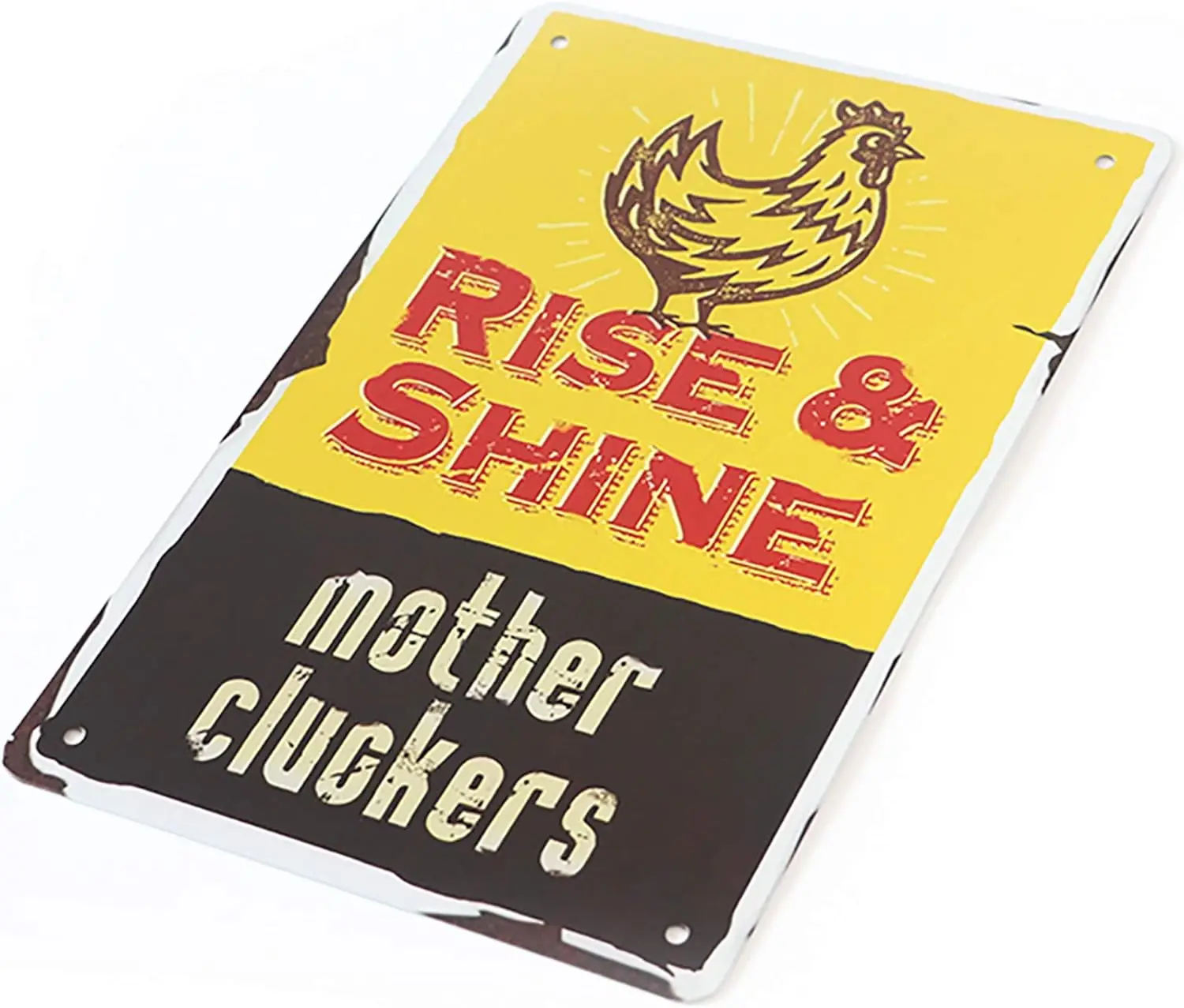 Chicken Décor Rise and Shine Mother Cluckers Country Home Decor Coop Tin Sign 8x12IN sign