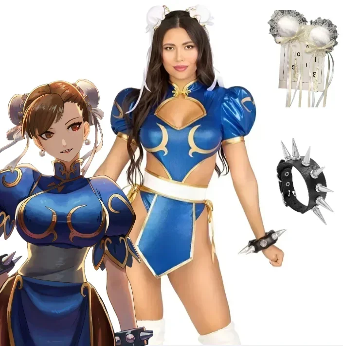 

Chun Li Cosplay Costume Anime Street Fighter Women Identical Christmas Clothes Outfit Sexy Role Play Outfit New Year Suit