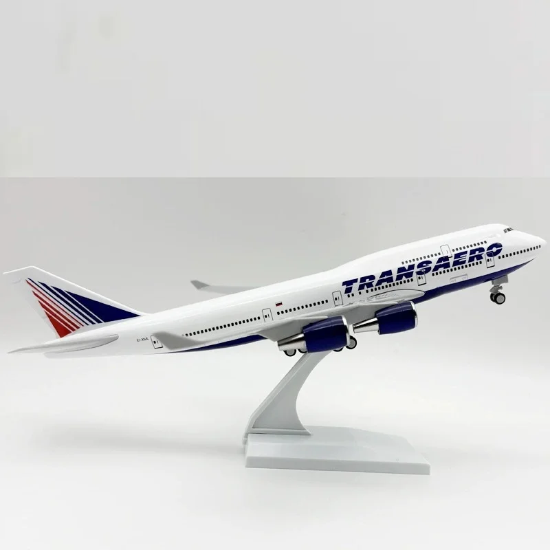 

B747 Diecast Aircraft Replica 30cm Scale 747 Russia Transaero Airlines Plane Model Miniature Aviation Collection Children Kids T
