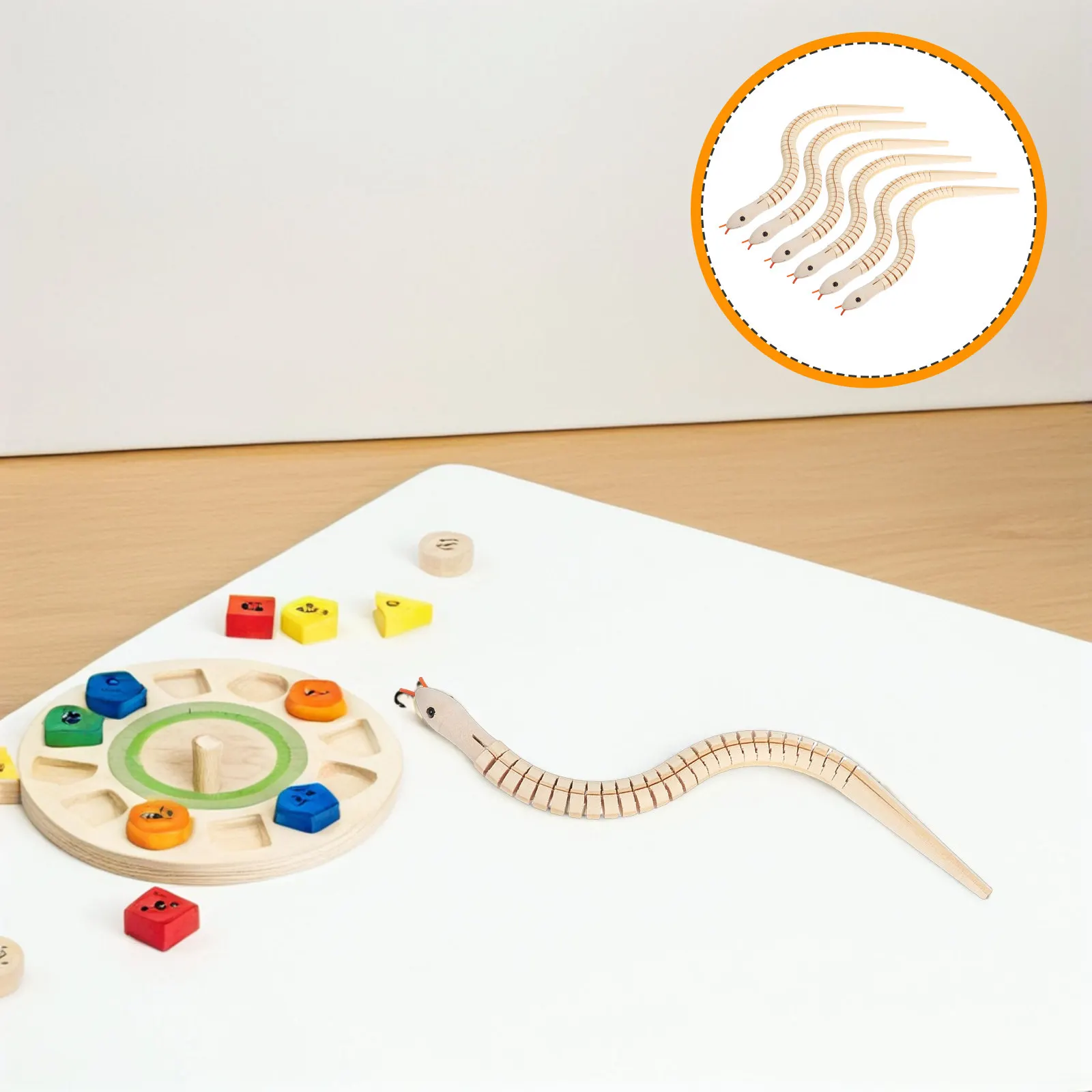 

6Pcs Wooden Snake Lifelike Puzzle Prop Educational Trick Prank Scary Halloween Decoration Snake Toy Wooden Toy