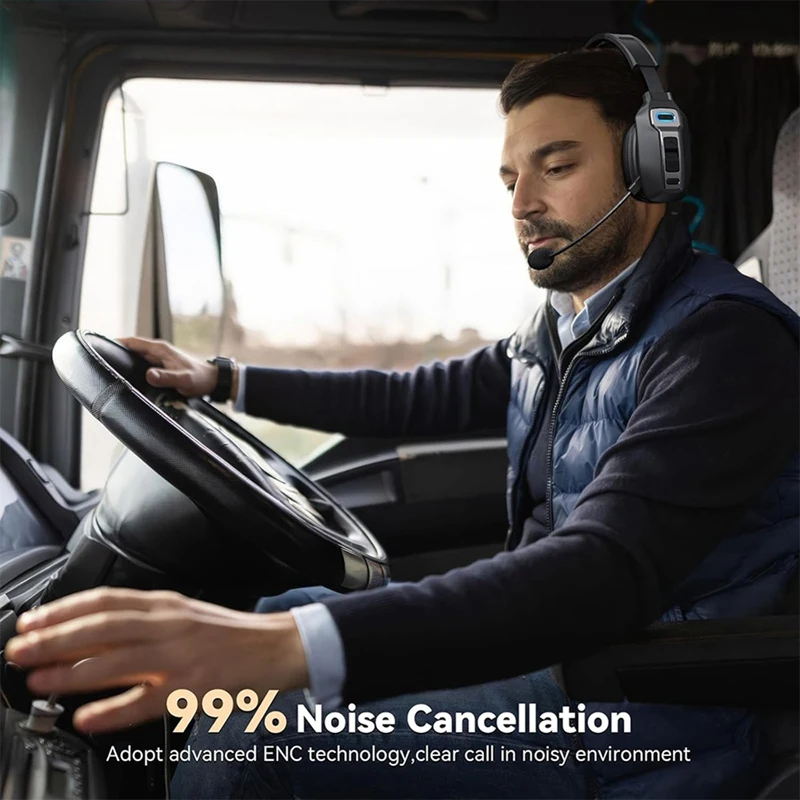Bluetooth Headset with Microphone, Trucker Bluetooth Headset with AI Noise Cancelling and Mute Button, on-Ear Headphones-AC17