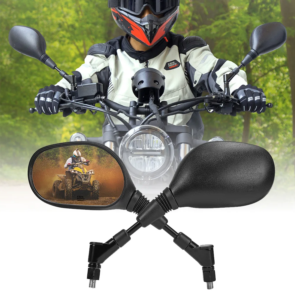 

KEMIMOTO ATV 10MM Multi-angle Adjustable Handlebar Mirrors Compatible with ATV Dirt Bike Scooter Snowmobile for Yamaha for Honda