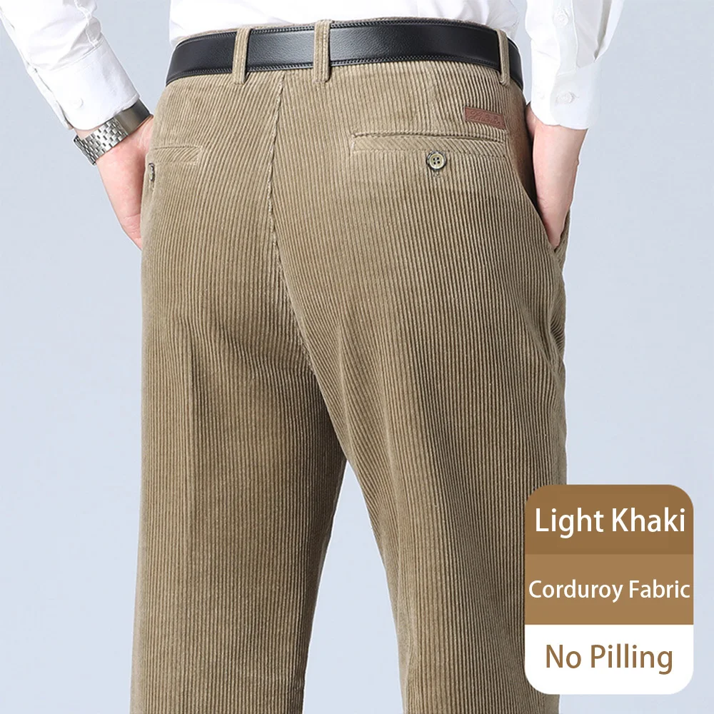 Pantaloni autunno inverno da uomo Pantaloni dritti casual in velluto a coste pesante Pantaloni formali da lavoro Tinta unita spessi