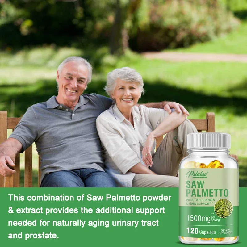 Saw Palmetto Supplement Supports Prostate Health, Blocks DHT, Fights Hair Loss, Promotes Urinary Tract Health Gluten-free