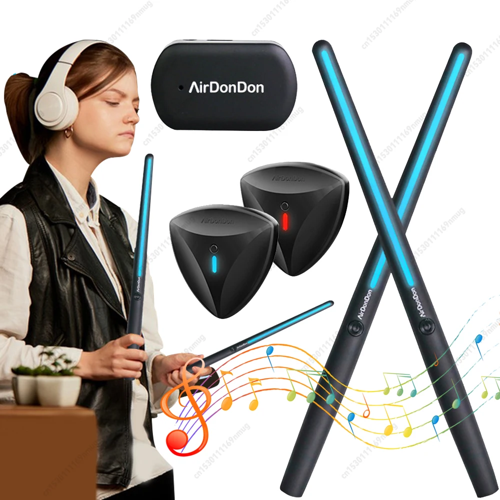 Portable Air Drum Set Air Electronic Drum Sticks Bluetooth-Compatible Virtual Drum Sticks Electronic Drum Set for Kids Adults