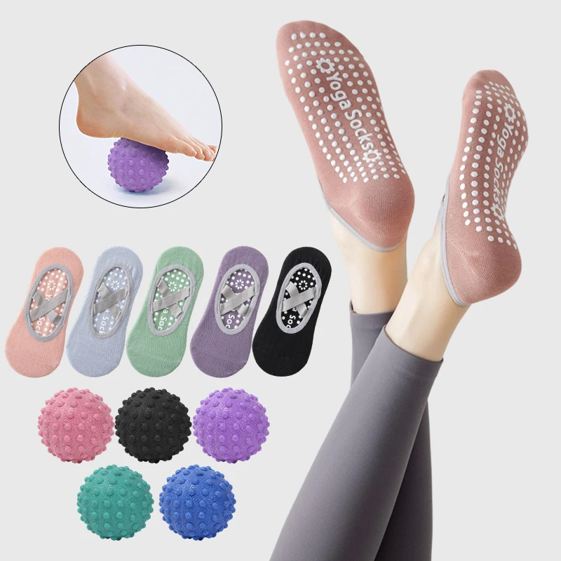 

Дышащие носки для йоги с TPR Foot Fascia Ball, женские силиконовые нескользящие повязки, женские хлопковые носки для балета, танцев, фитнеса и тренировок