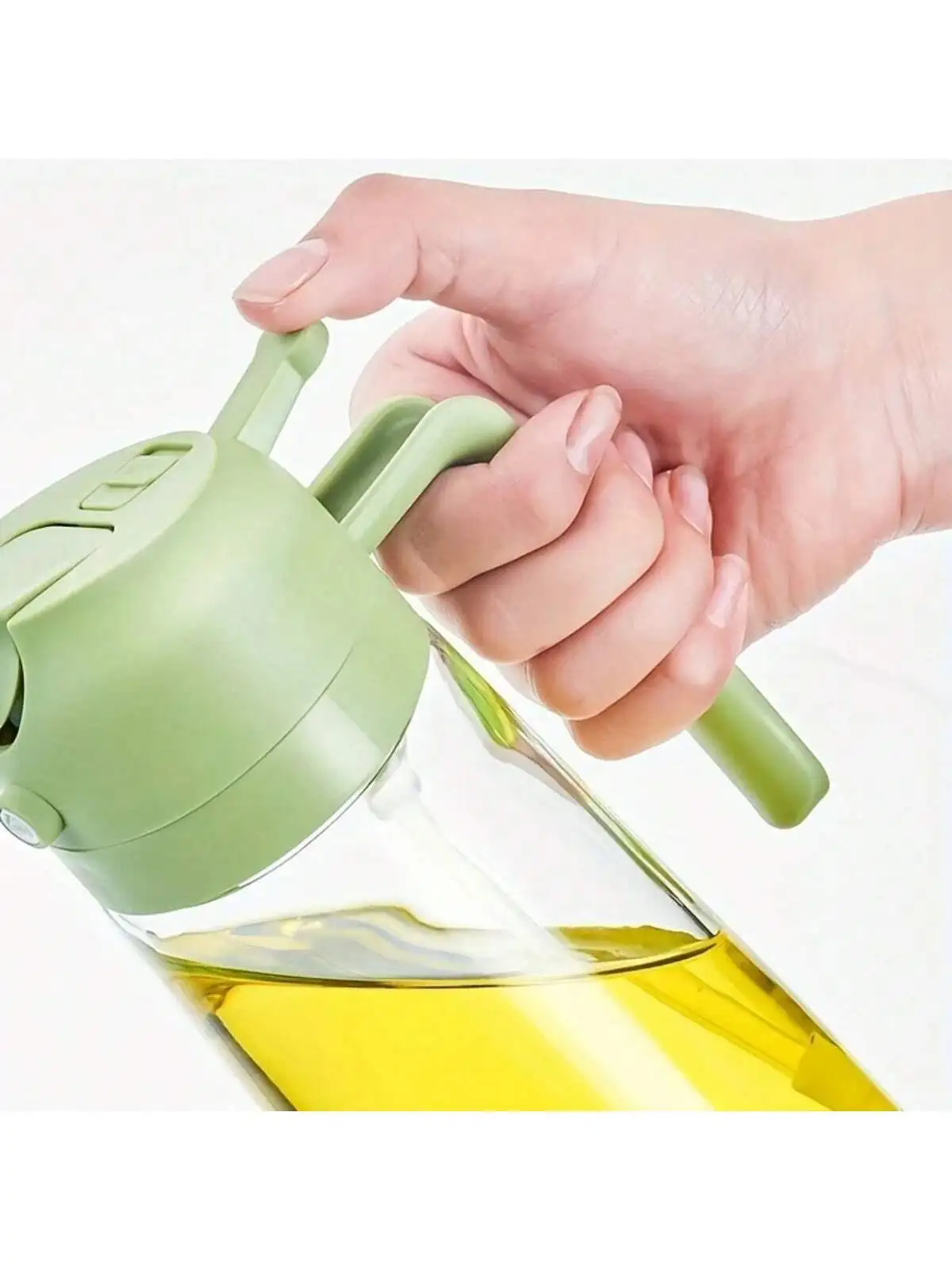 Pulverizador de óleo transparente moderno de plástico preto 470ml, garrafa de spray de óleo para cozinha, para acampamento churrasco, salada, assar, cozinhar, 1 peça