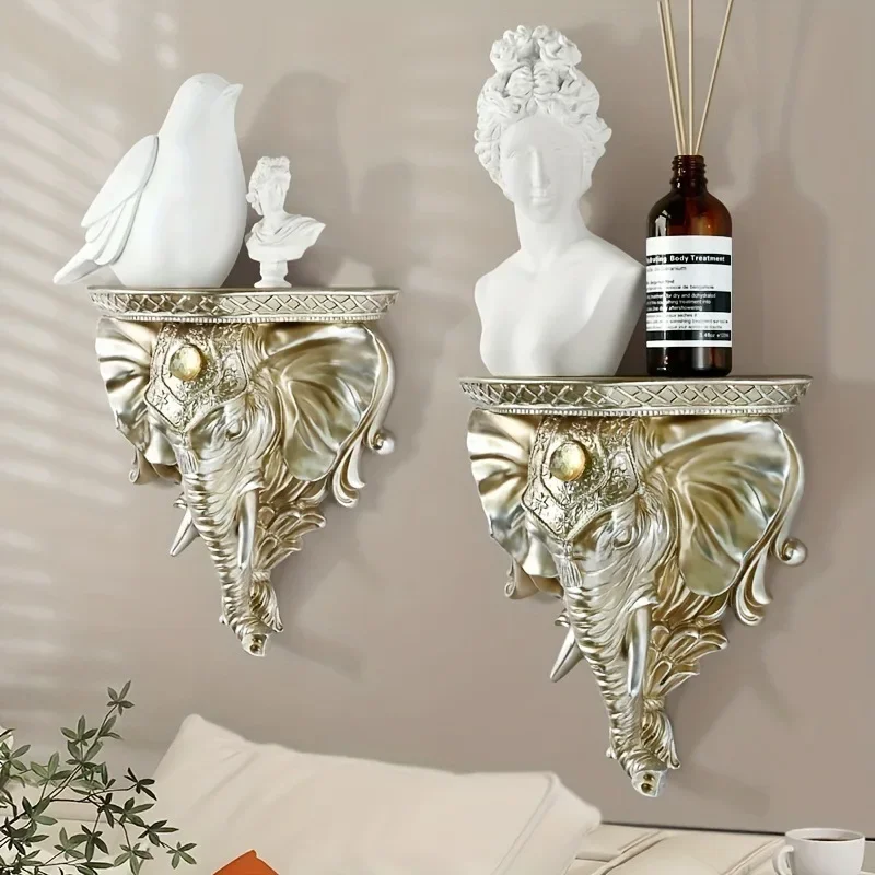 Elephant head wall decoration, three-dimensional wall decoration, shelf shelf partition wall shelf decoration
