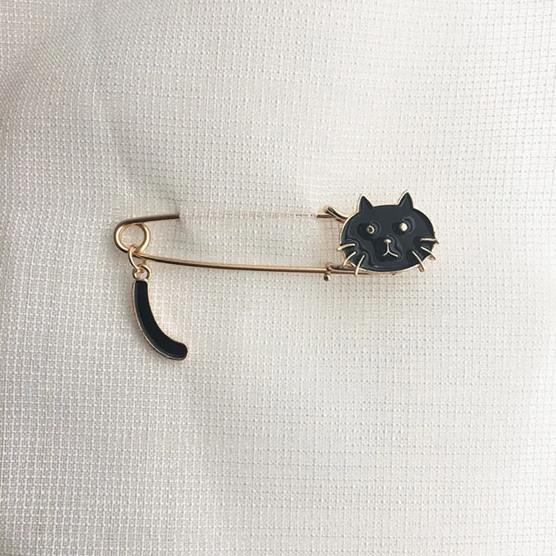 1pcs Cat Metal Badges Safety Pins For Clothes Badges Fashion Brooch Icons On Backpack Decorative 7.1*1.8cm BDG7805