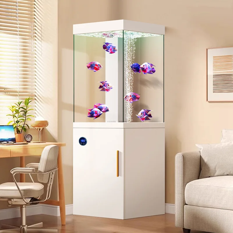 Fish tank small living room household vertical smart goldfish tank integrated floor-to-ceiling filter self-circulating ultra-whi