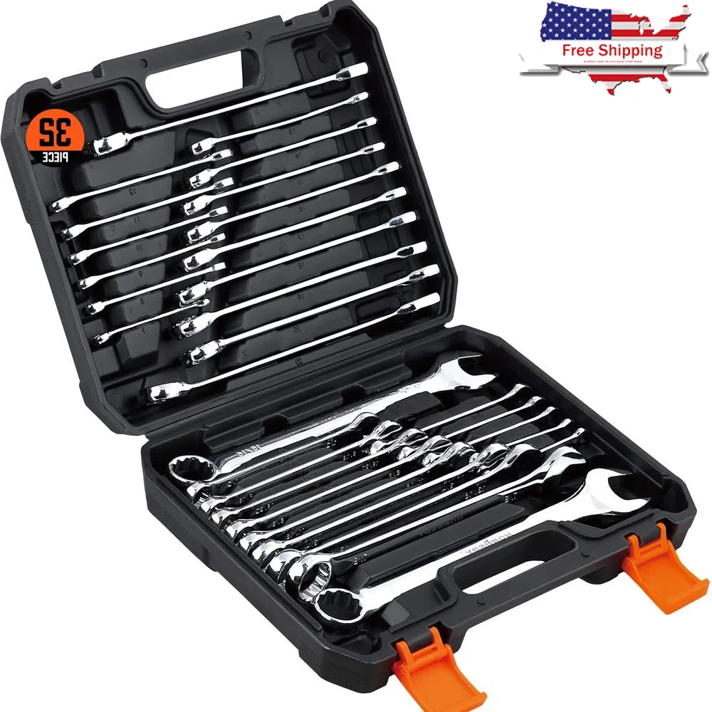 32-Piece Combination Wrench Set SAE Metric 1/4