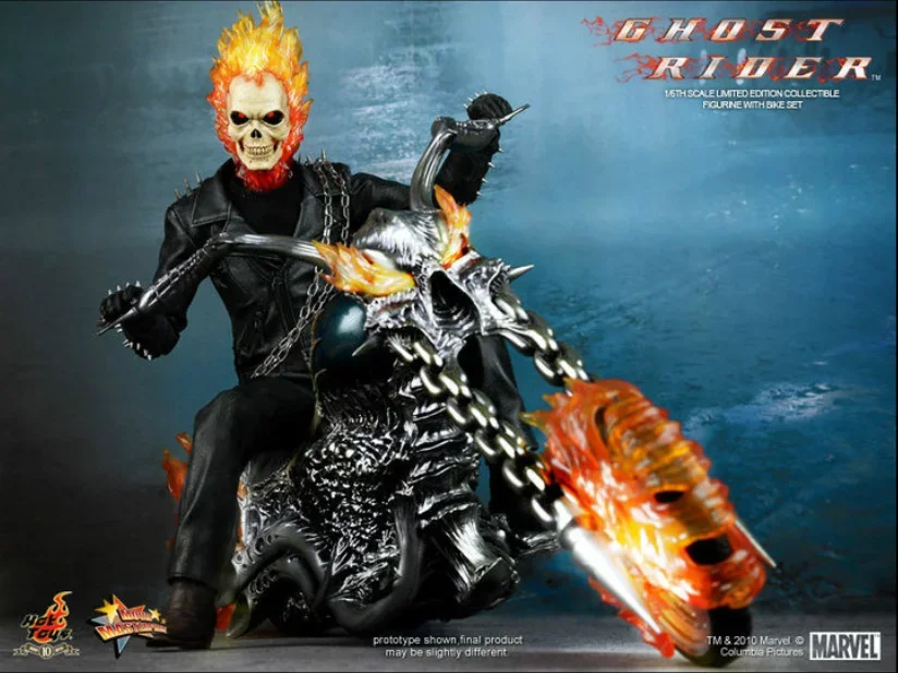 Hottoys ht 1/6 mms133 böser Ritter 1,0 Nicholas Käfig flammende Flammen Motorrad bewegliche Soldat Spielzeug Figur Hobby Sammlung