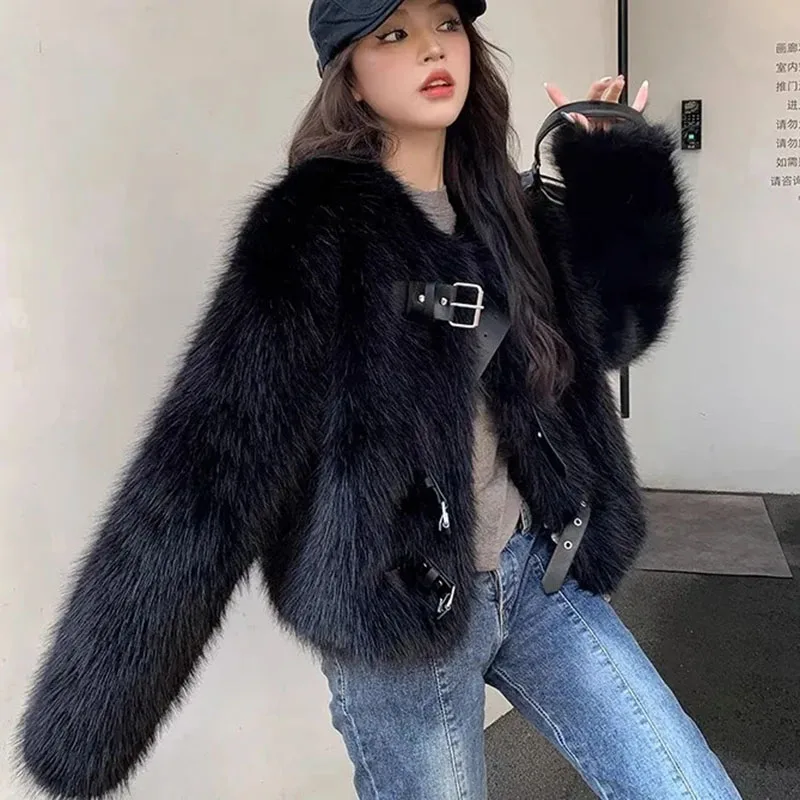 Maillard Explosions Fur Coat Female  Autumn And Winter New Imitation Fox Fur Fashion Temperament Joker Loose Casual Top Female.